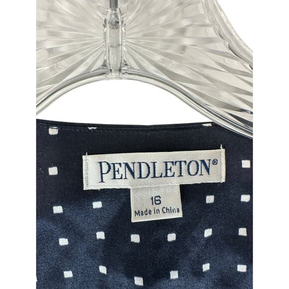 Pendleton Blazer Blue Polka Dot Open Front Silk Blend Office Work Career Size 16 - Picture 2 of 11
